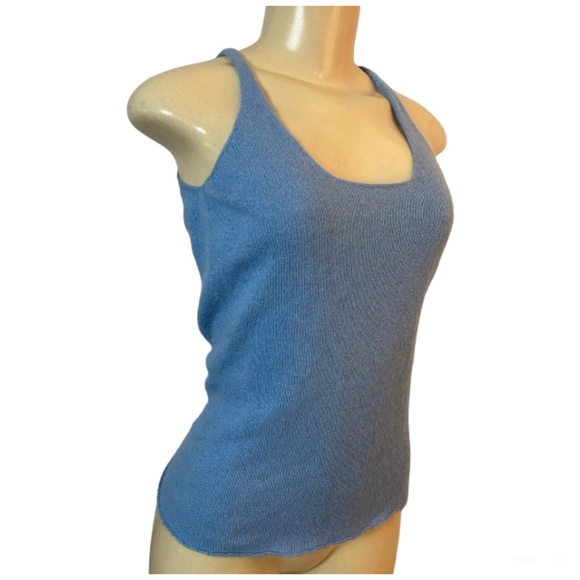 ROBERTO COLLINA 100% Cashmere Tank Top Sky Blue Size Small Made In Italy - Picture 2 of 9